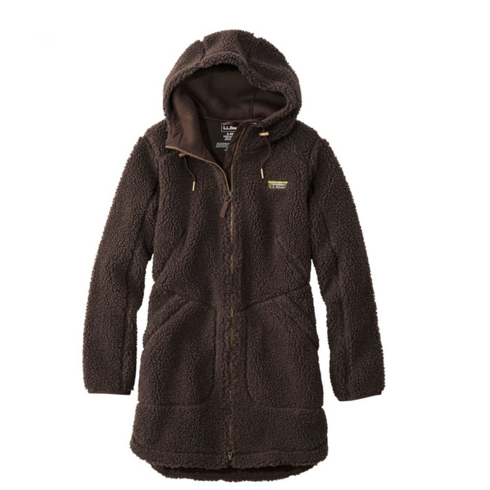 lands end mountain pile fleece jacket brown xl